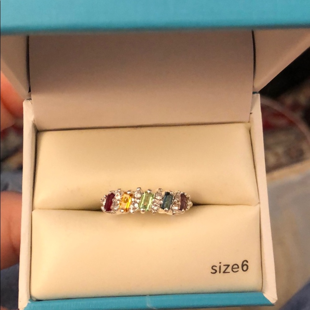 Nib rainbow crystal ring sz 6